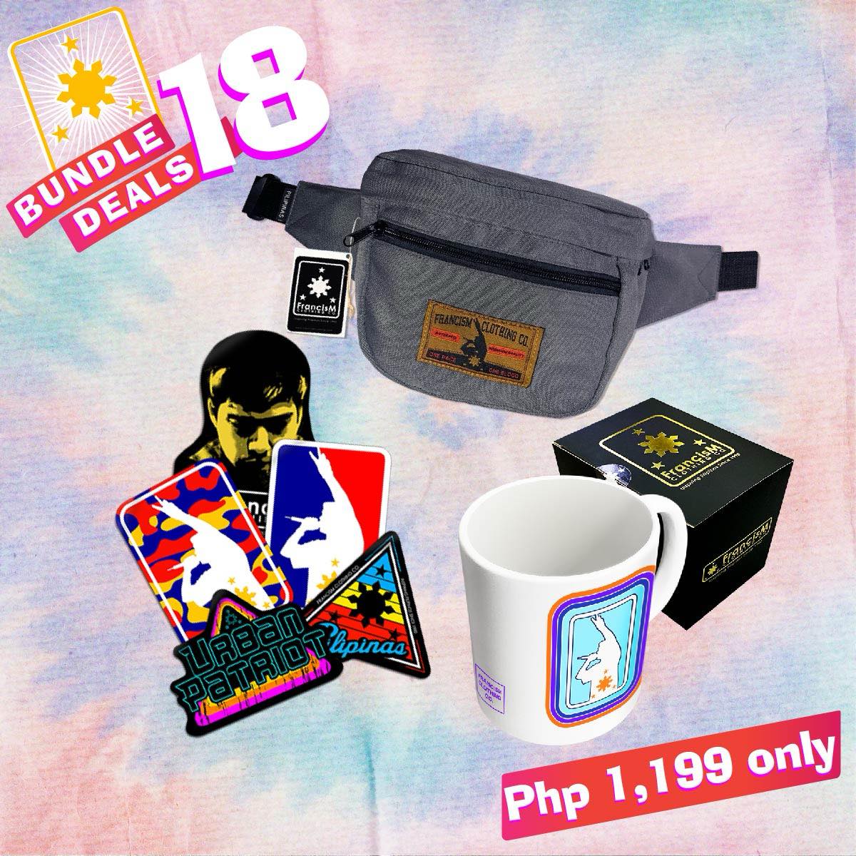 FrancisM Bundle Deal 18 (Labeled Fanny Pack Gray, Sticker Pack V3 & Poly Mug White)