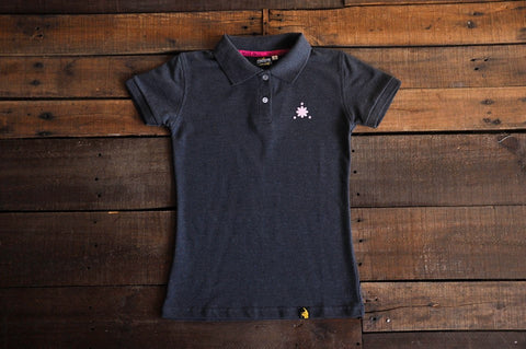 Women's Polo Shirt (Black/Purple Logo)